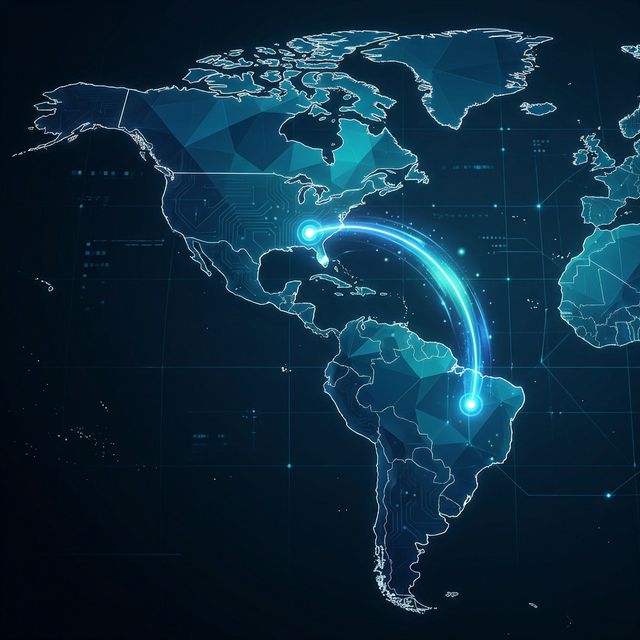 Map connecting Brazil and US